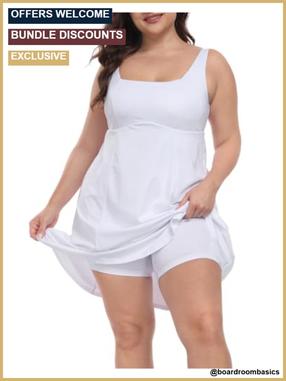 Plus Size Tennis Athletic Workout Dress Built-in Shorts Bra Activewear